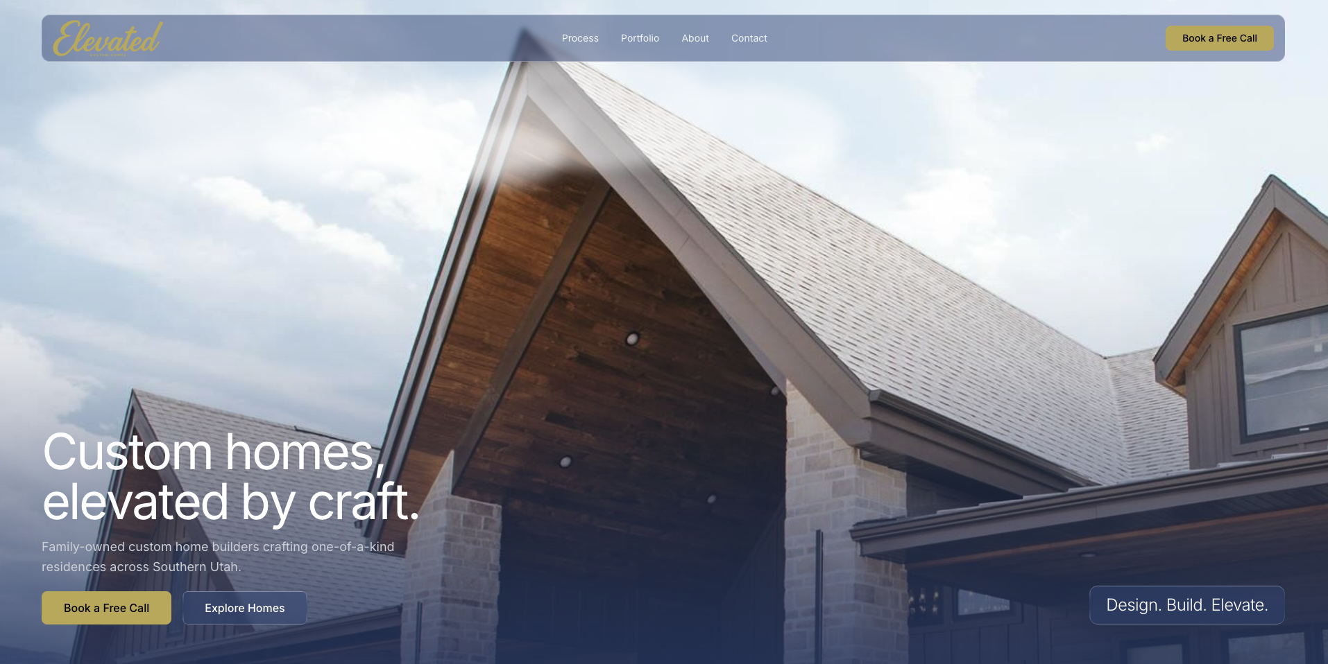 Elevated Custom Homes website, built by Cedar City Marketing